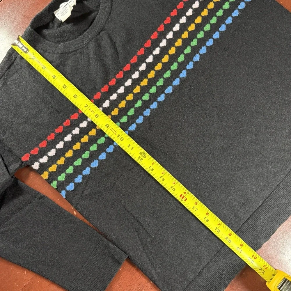 Heart Sweater Black 5 Rows Colorful Hearts Size Small - Picture 3 of 8